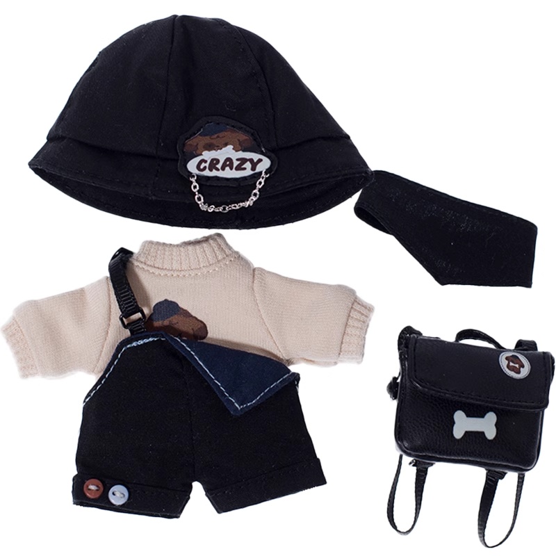 ワンちゃん柄のサロペットお洋服セット オビツ11服