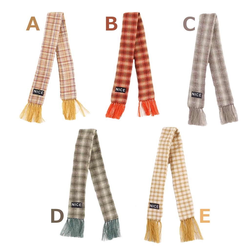5色 チェック柄フリンジマフラー 単品 オビツ11服