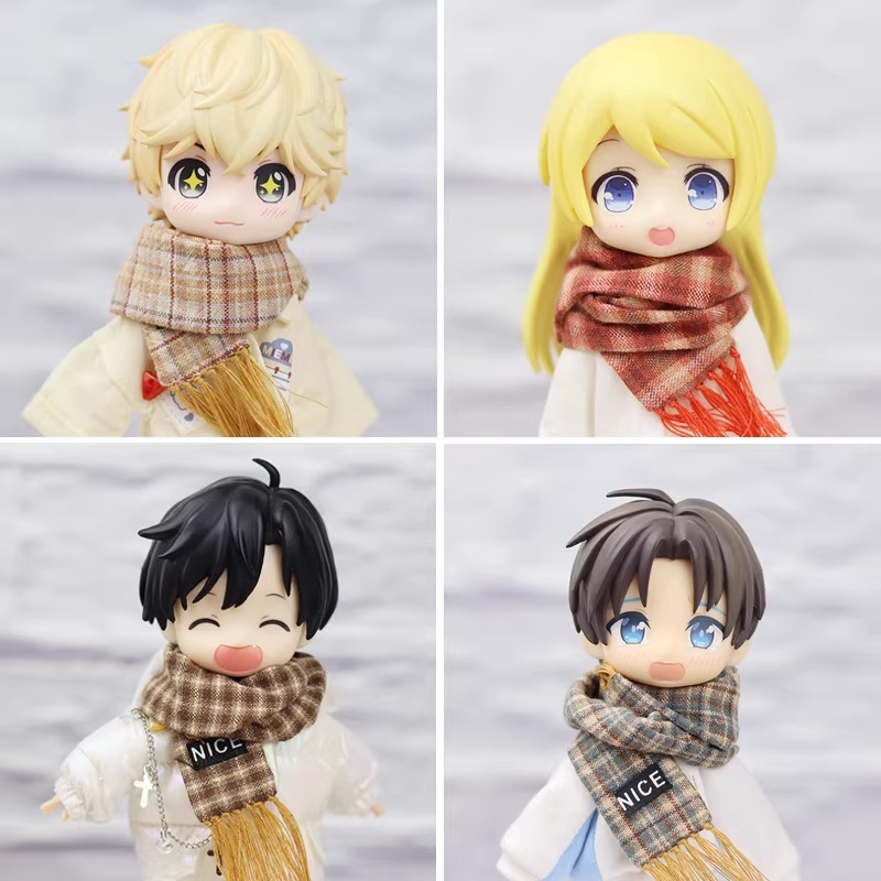 5色 チェック柄フリンジマフラー 単品 オビツ11服