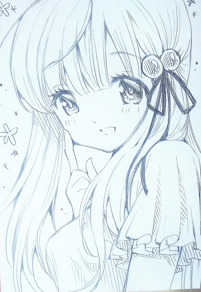 手描きイラスト 原画 オリジナル 女の子 ラフ画 絵描き 占い師 Booth