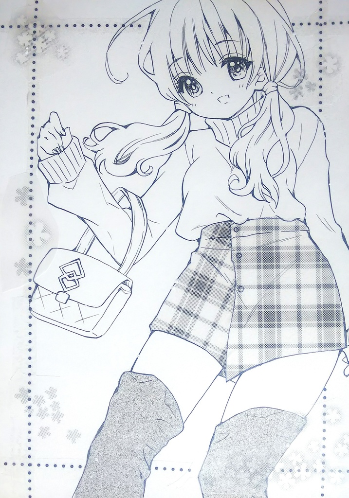 手描きイラスト 原画 女の子 モノクロ オリジナル 絵描き 占い師 Booth
