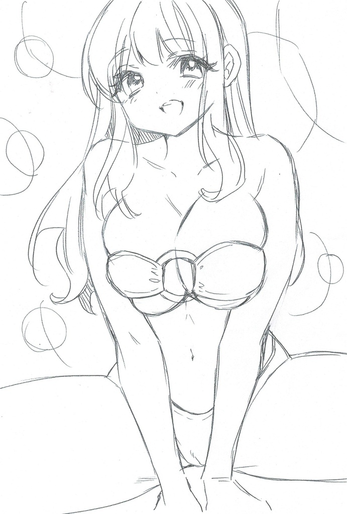 B6 手描きイラスト オリジナル 女の子 送料無料 ビキニ