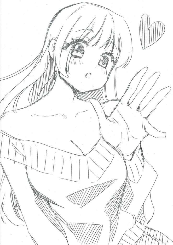 B6 送料無料 手描きイラスト オリジナル 女の子 可愛い