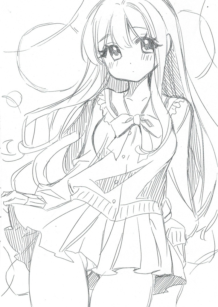 B6 手描きイラスト オリジナル 女の子 ラフ画 可愛い