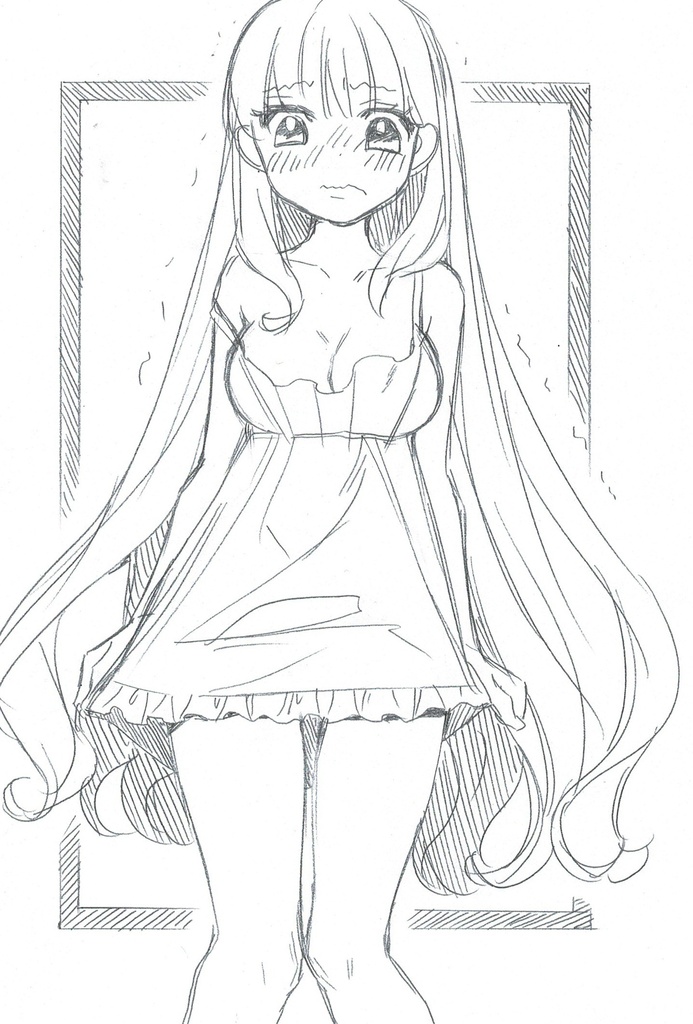 B6 手描きイラスト オリジナル 女の子 ラフ画 可愛い 