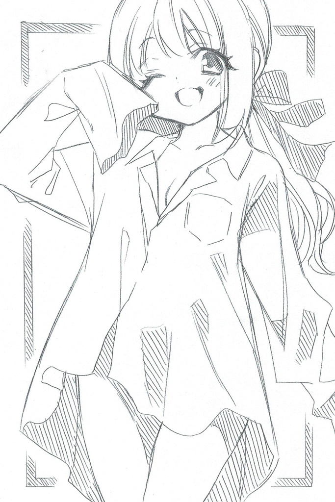 B6(？)訳あり  送料無料 手描きイラスト オリジナル 寝巻き少女 