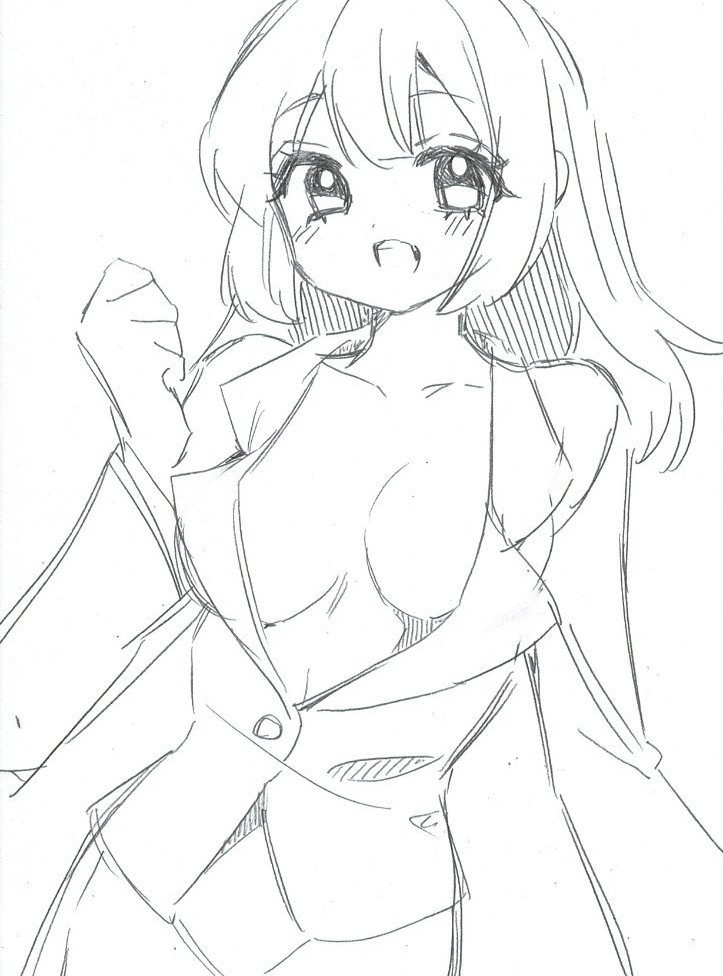 手描きイラスト オリジナル 女の子 ラフ画