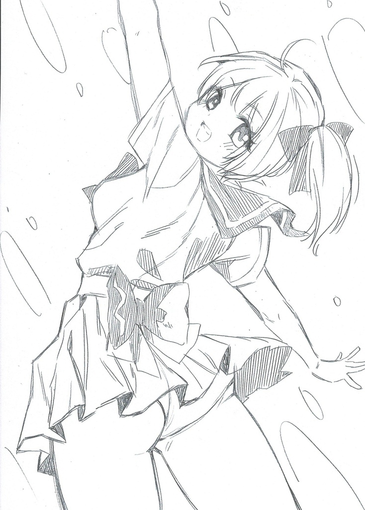 手描きイラスト オリジナル セーラー服