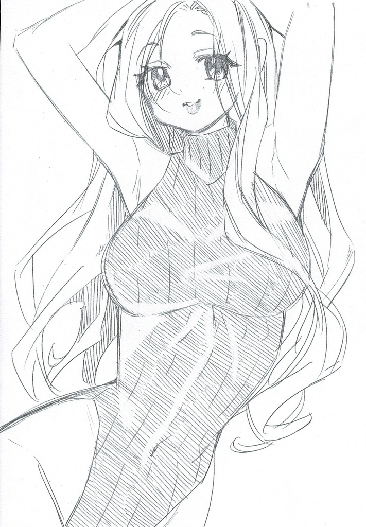 手描きイラスト オリジナル 女の子 ラフ画