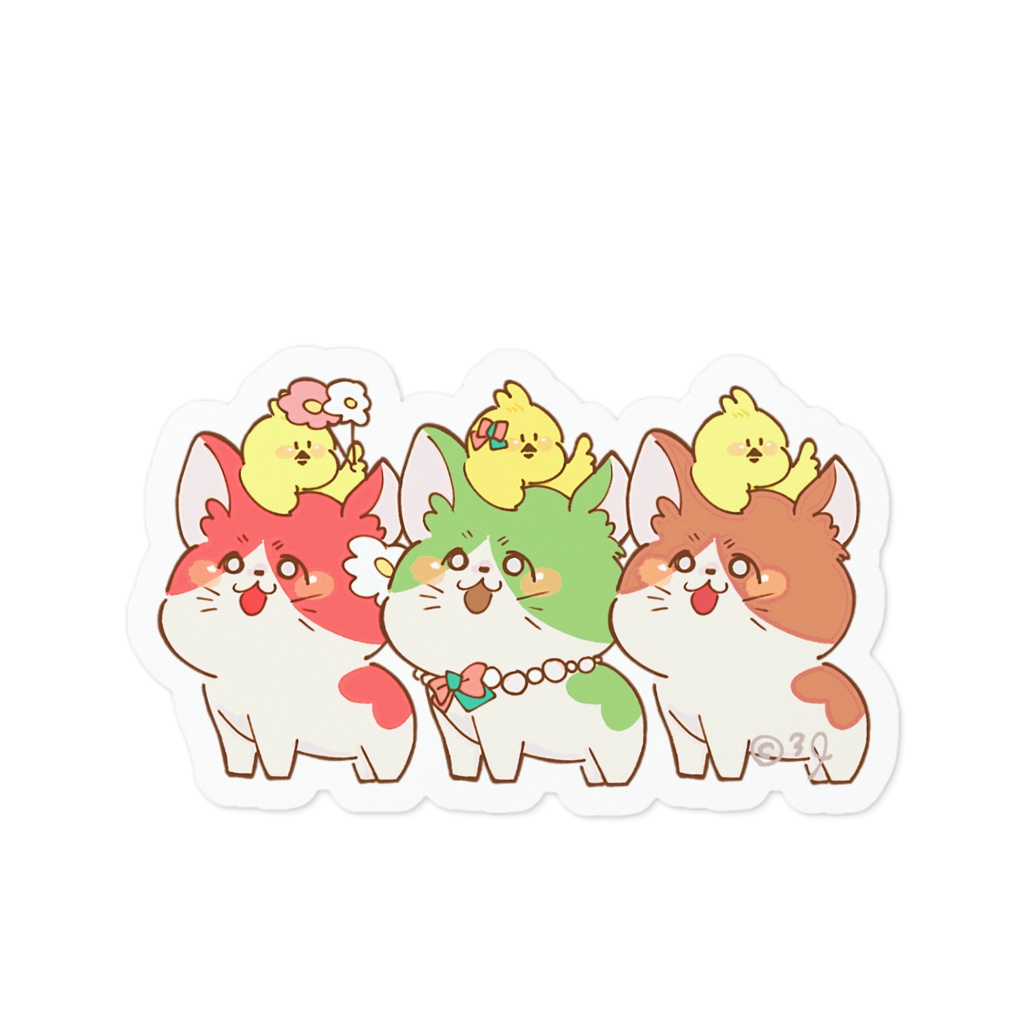 いろいろいろねこちゃんステッカー