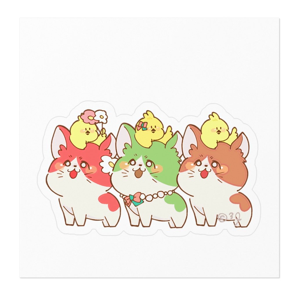 いろいろいろねこちゃんステッカー