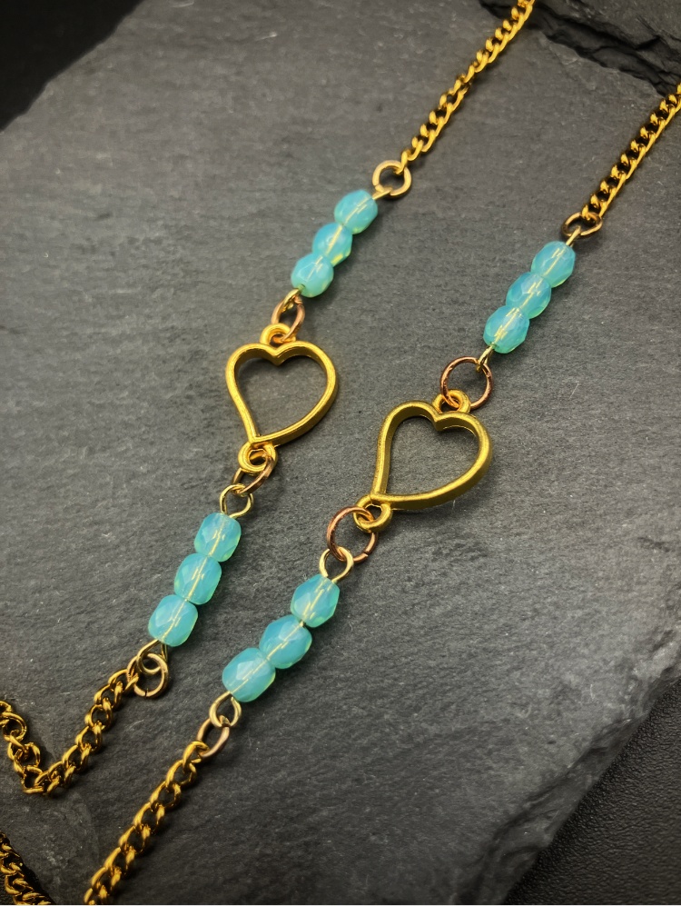 【メガネチェーン】ミントグリーン×ゴールド (ニッケルフリー) 商品番号MI-003