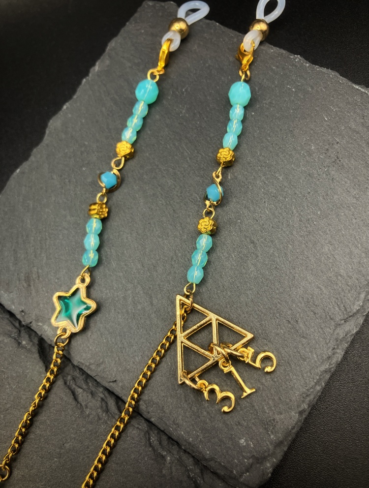 【メガネチェーン】ミントグリーン×ゴールド (ニッケルフリー) 商品番号MI-003