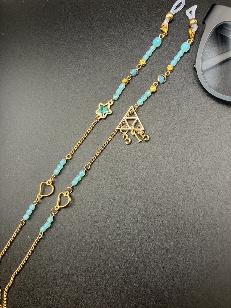 【メガネチェーン】ミントグリーン×ゴールド (ニッケルフリー) 商品番号MI-003