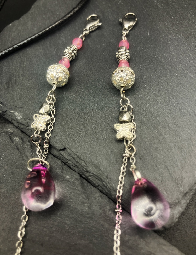 【マスクチェーン】ピンク×シルバー (ニッケルフリー)ハンドメイド