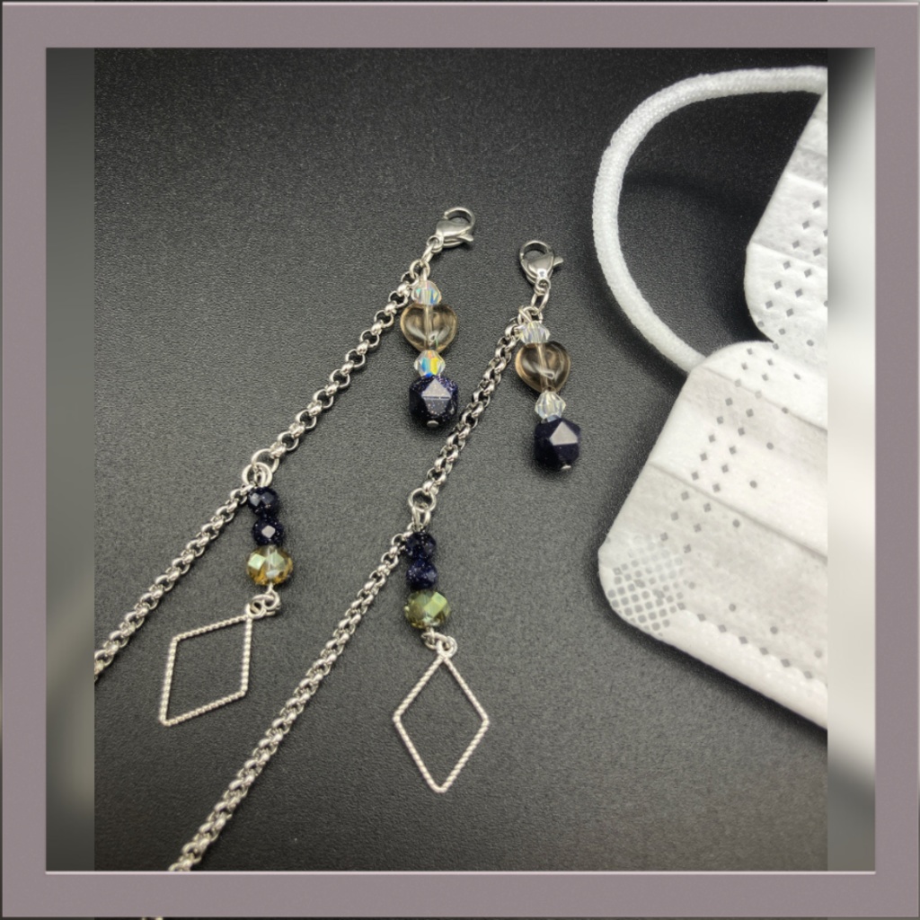 【マスクチェーン】はブラック×シルバー (ニッケルフリー)ハンドメイド