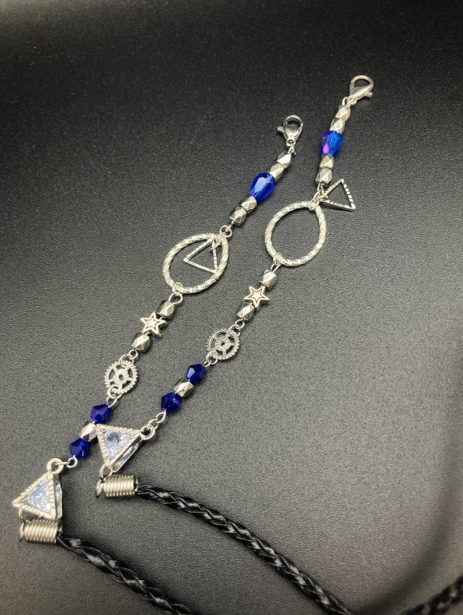 【マスクチェーン】ブルー×シルバー (ニッケルフリー)ハンドメイド