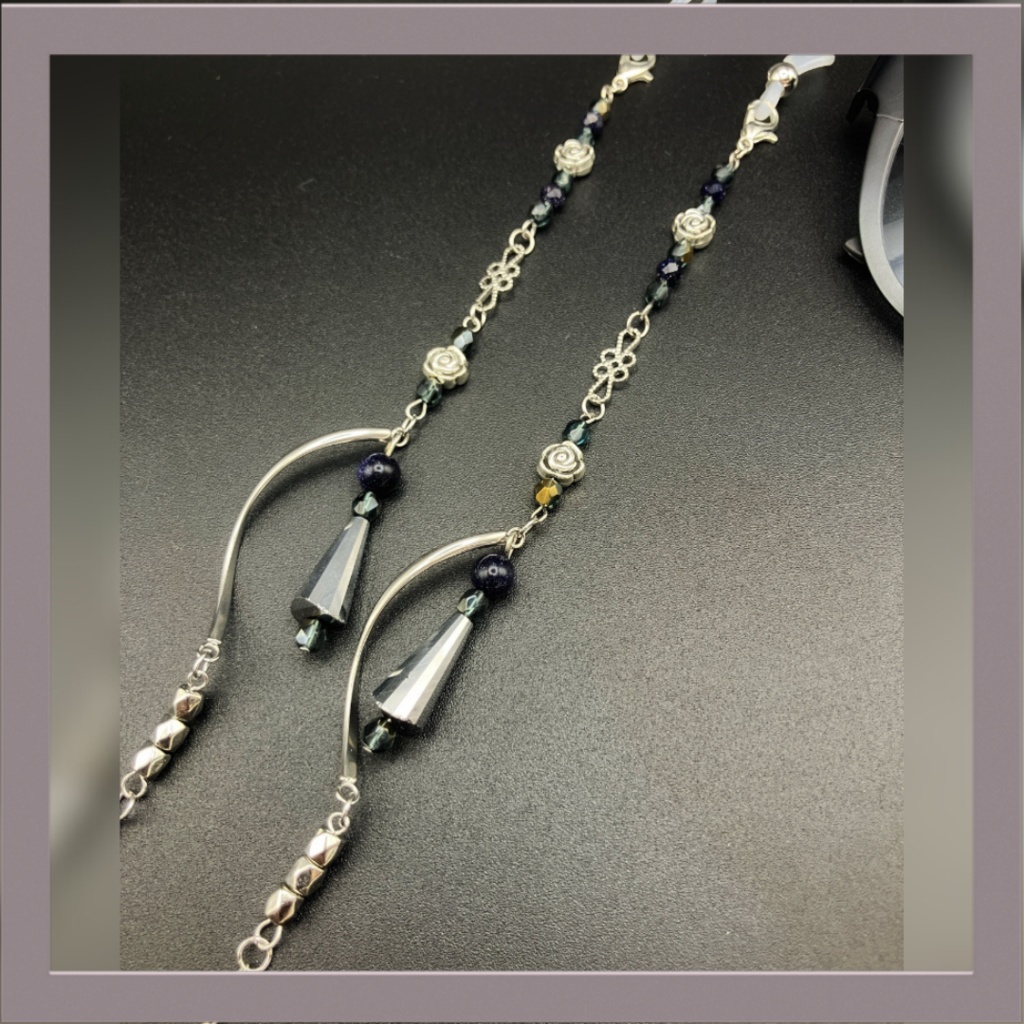 【メガネチェーン】ブラック×シルバー (ニッケルフリー)ハンドメイド