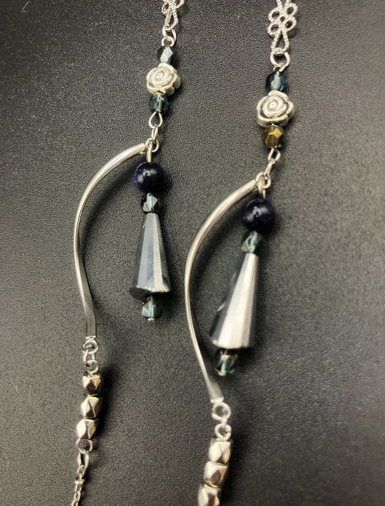 【メガネチェーン】ブラック×シルバー (ニッケルフリー)ハンドメイド