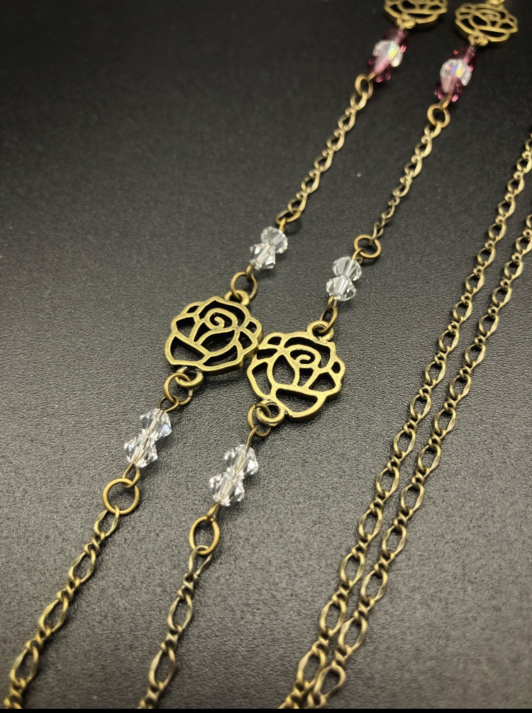 【メガネチェーン】パープル×金古美 ハンドメイド