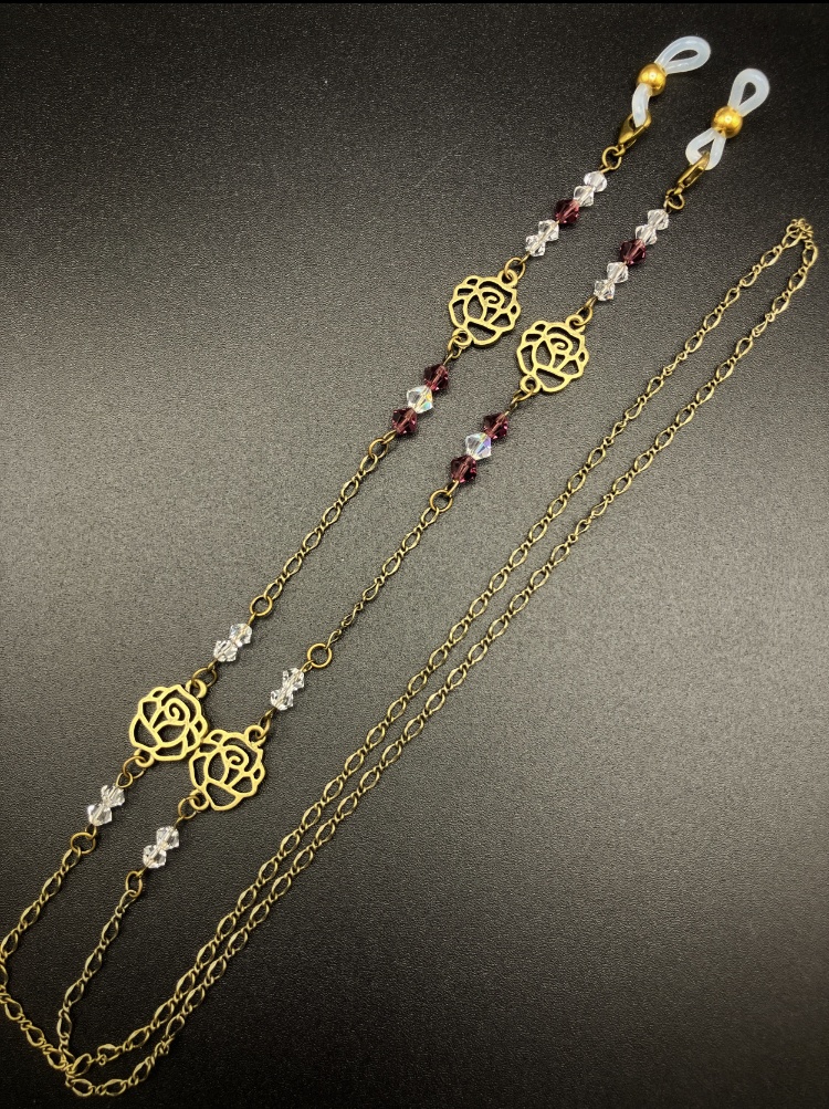 【メガネチェーン】パープル×金古美 ハンドメイド