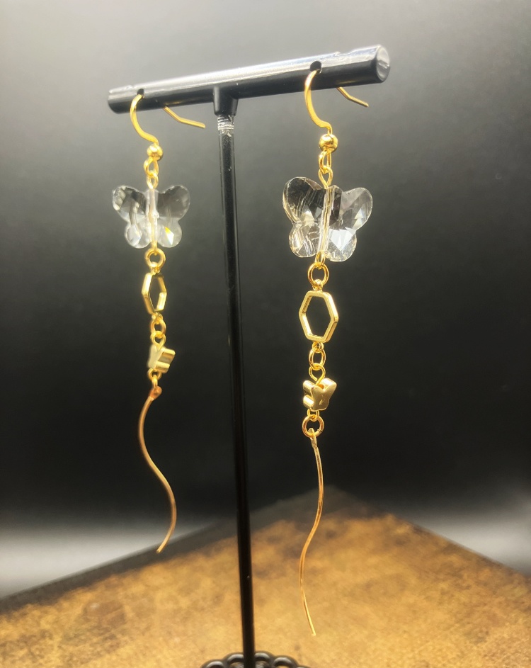 【ピアス イヤリング】ブラック×ゴールド ハンドメイド ニッケルフリー
