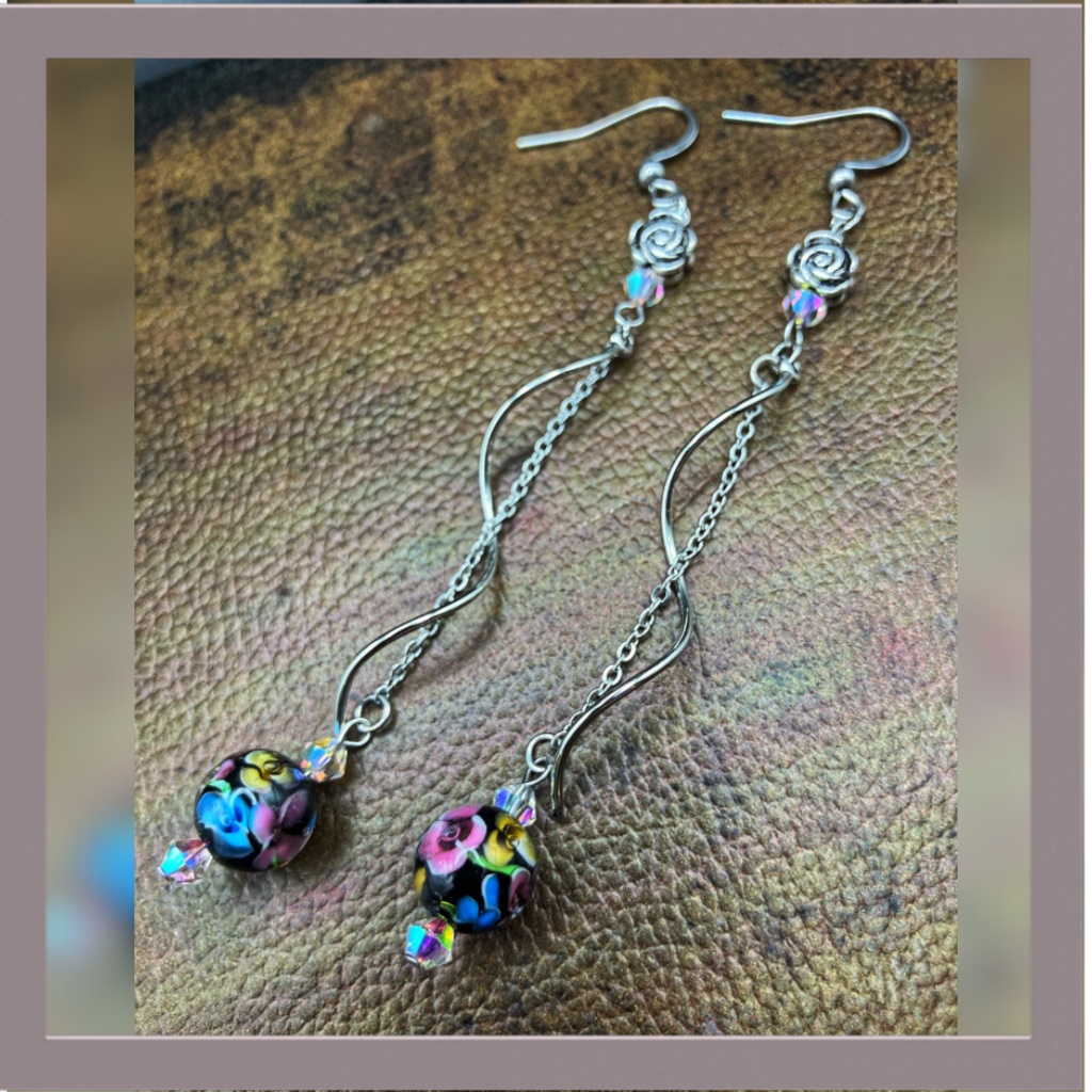 【ピアス イヤリング】ブラック×シルバー ハンドメイド ニッケルフリー