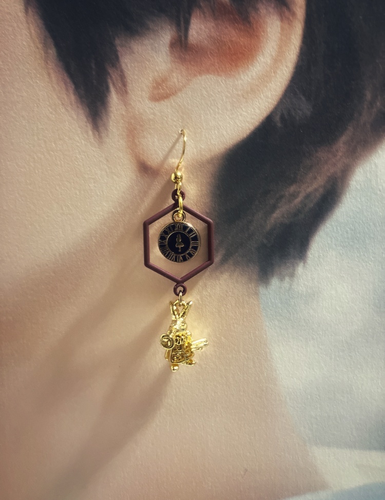 【ピアス イヤリング】レッド×ゴールド ハンドメイド ニッケルフリー