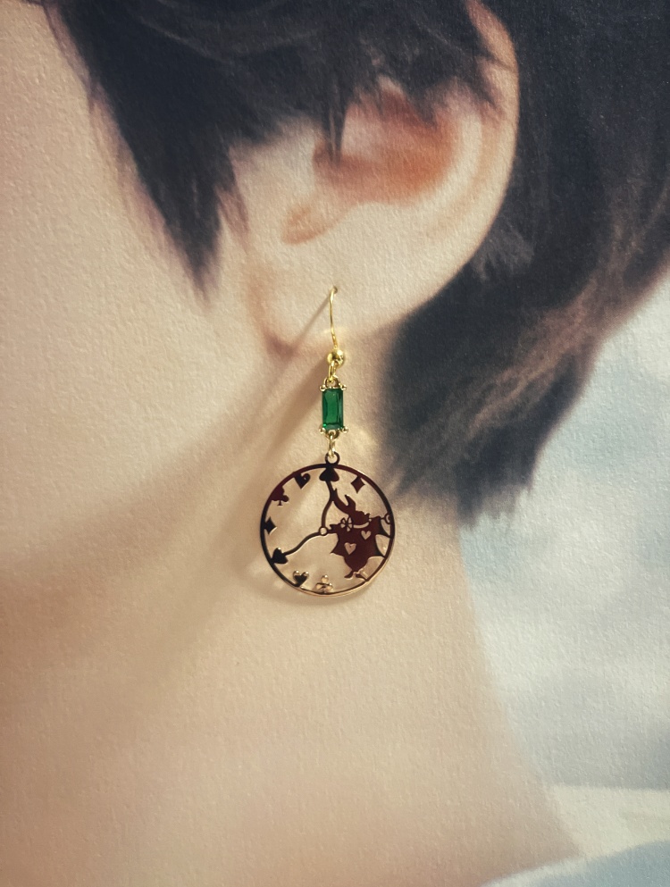 【ピアス イヤリング】グリーン×ゴールド ハンドメイド ニッケルフリー