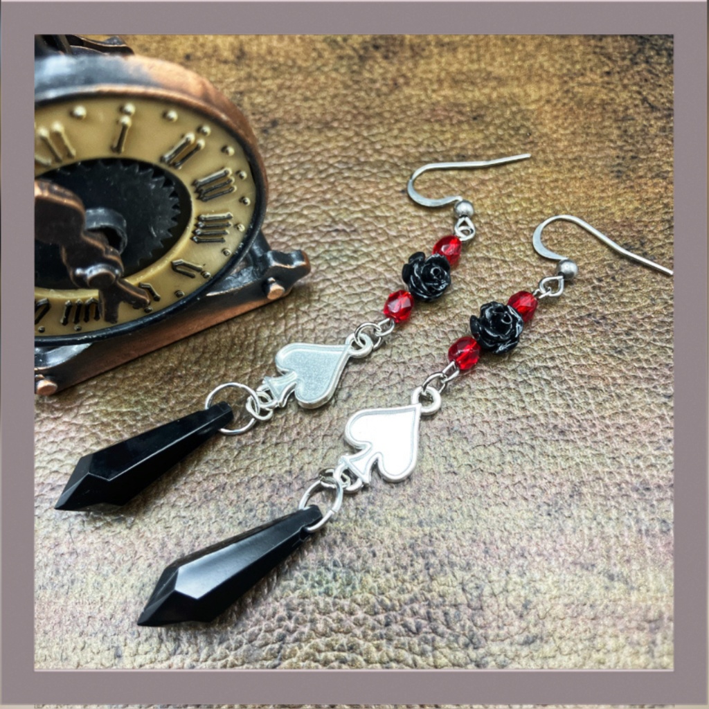 【ピアス イヤリング】ブラック×シルバー　ハンドメイド　ニッケルフリー