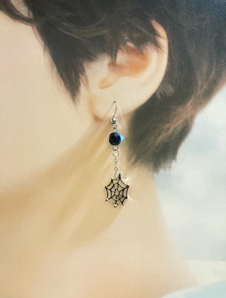 【ピアス イヤリング】ブラック×シルバー ハンドメイド ニッケルフリー