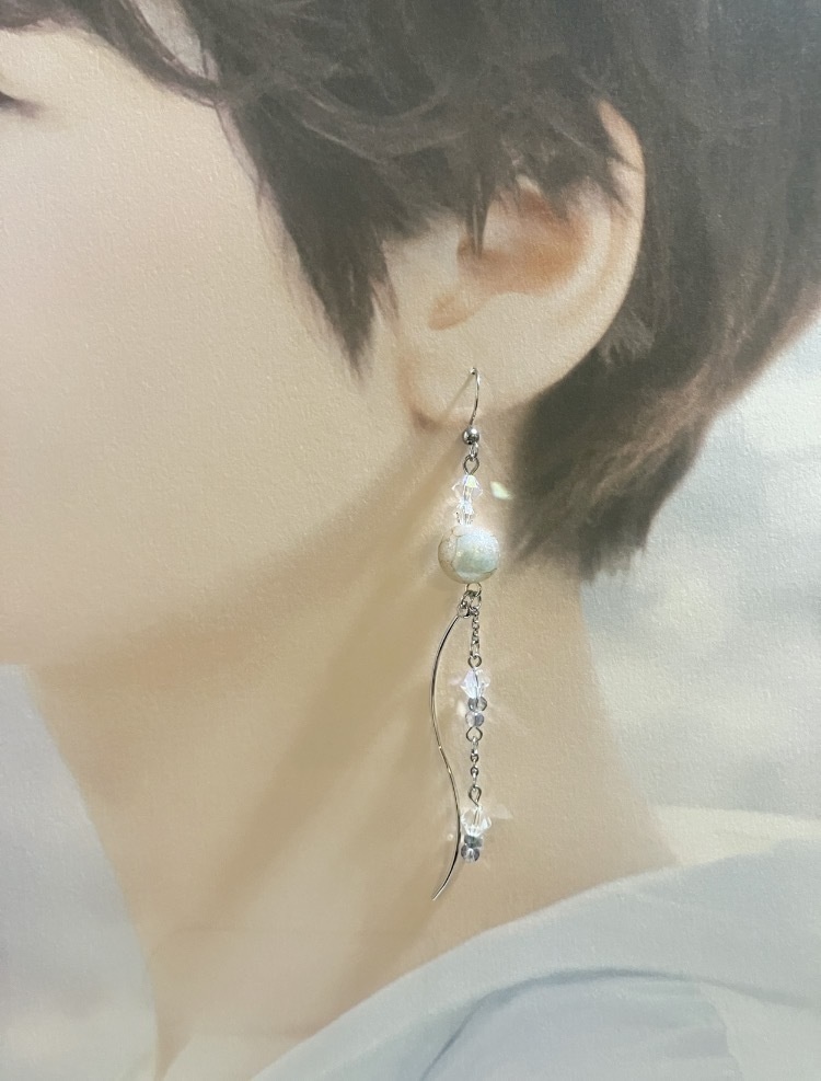 【ピアス イヤリング】ブルー×シルバー ハンドメイド ニッケルフリー