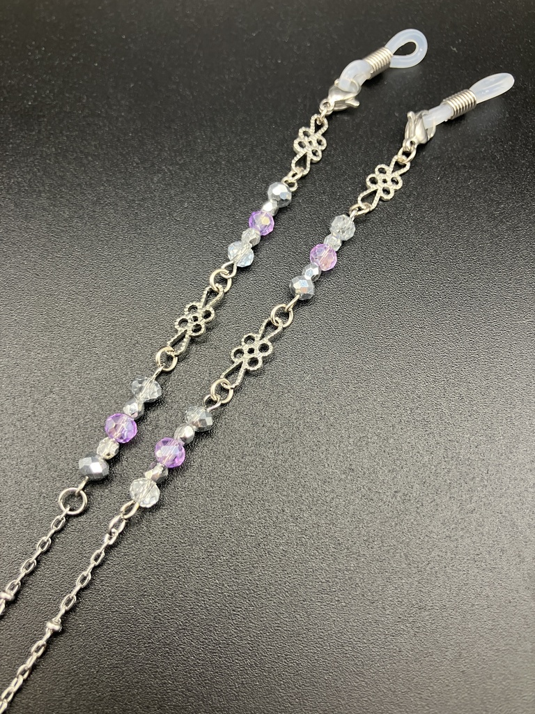 【メガネチェーン】パープル×シルバー (ニッケルフリー)ハンドメイド