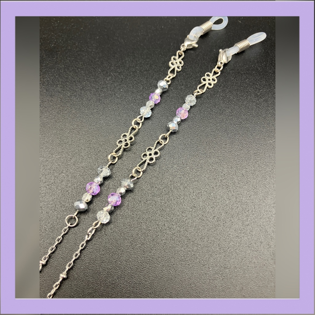 【メガネチェーン】パープル×シルバー (ニッケルフリー)ハンドメイド