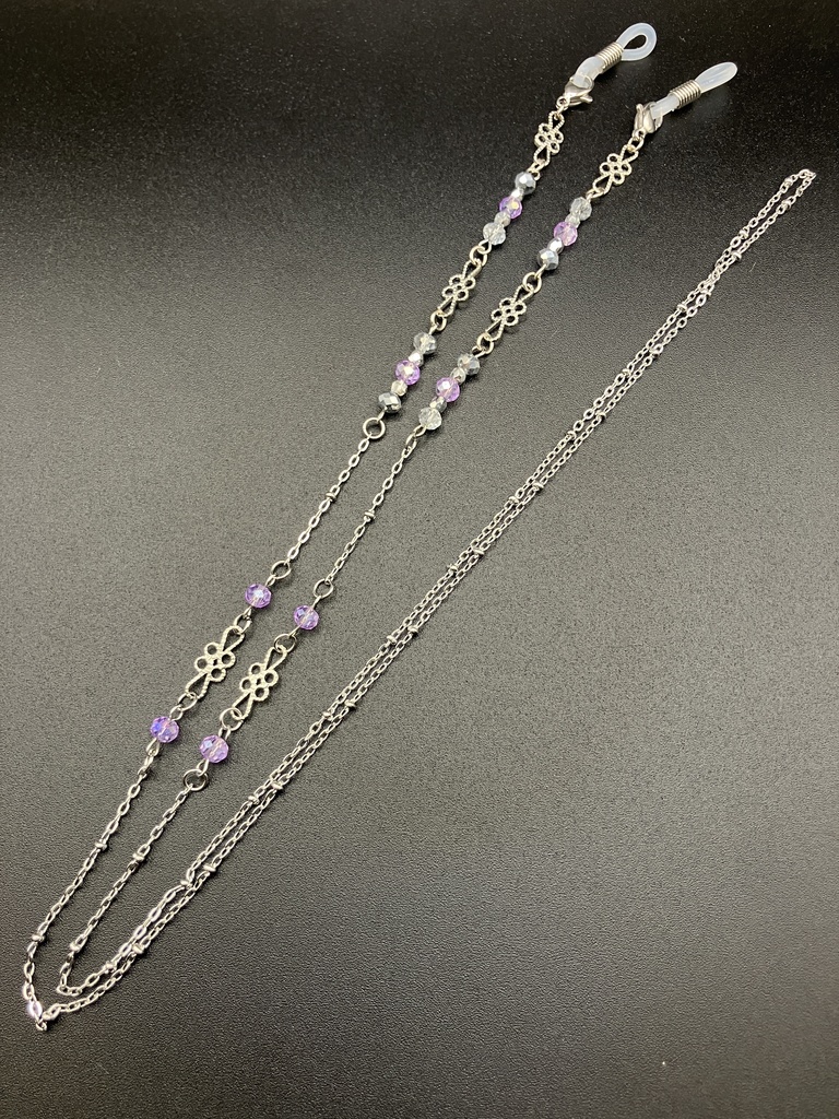 【メガネチェーン】パープル×シルバー (ニッケルフリー)ハンドメイド