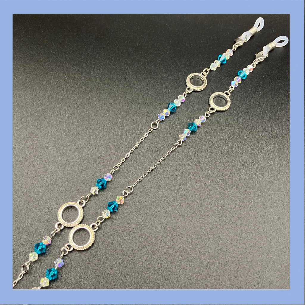 【メガネチェーン】ブルー×シルバー (ニッケルフリー)ハンドメイド
