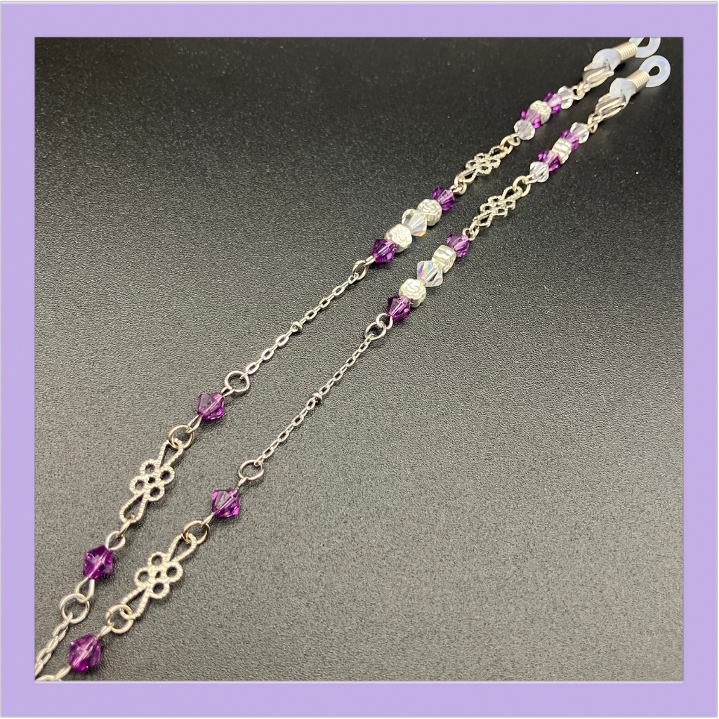 【メガネチェーン】パープル×シルバー (ニッケルフリー)ハンドメイド
