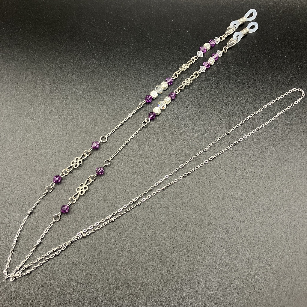 【メガネチェーン】パープル×シルバー (ニッケルフリー)ハンドメイド