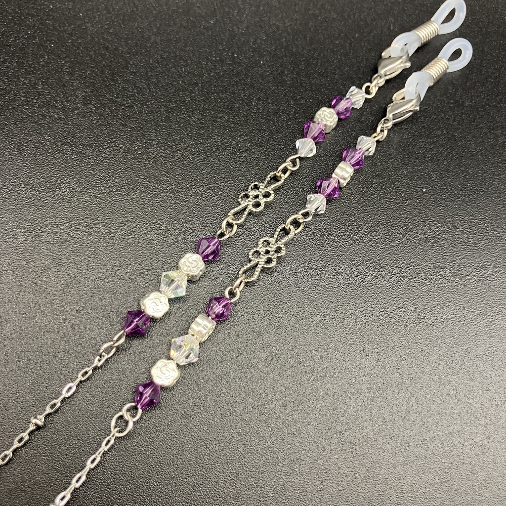 【メガネチェーン】パープル×シルバー (ニッケルフリー)ハンドメイド