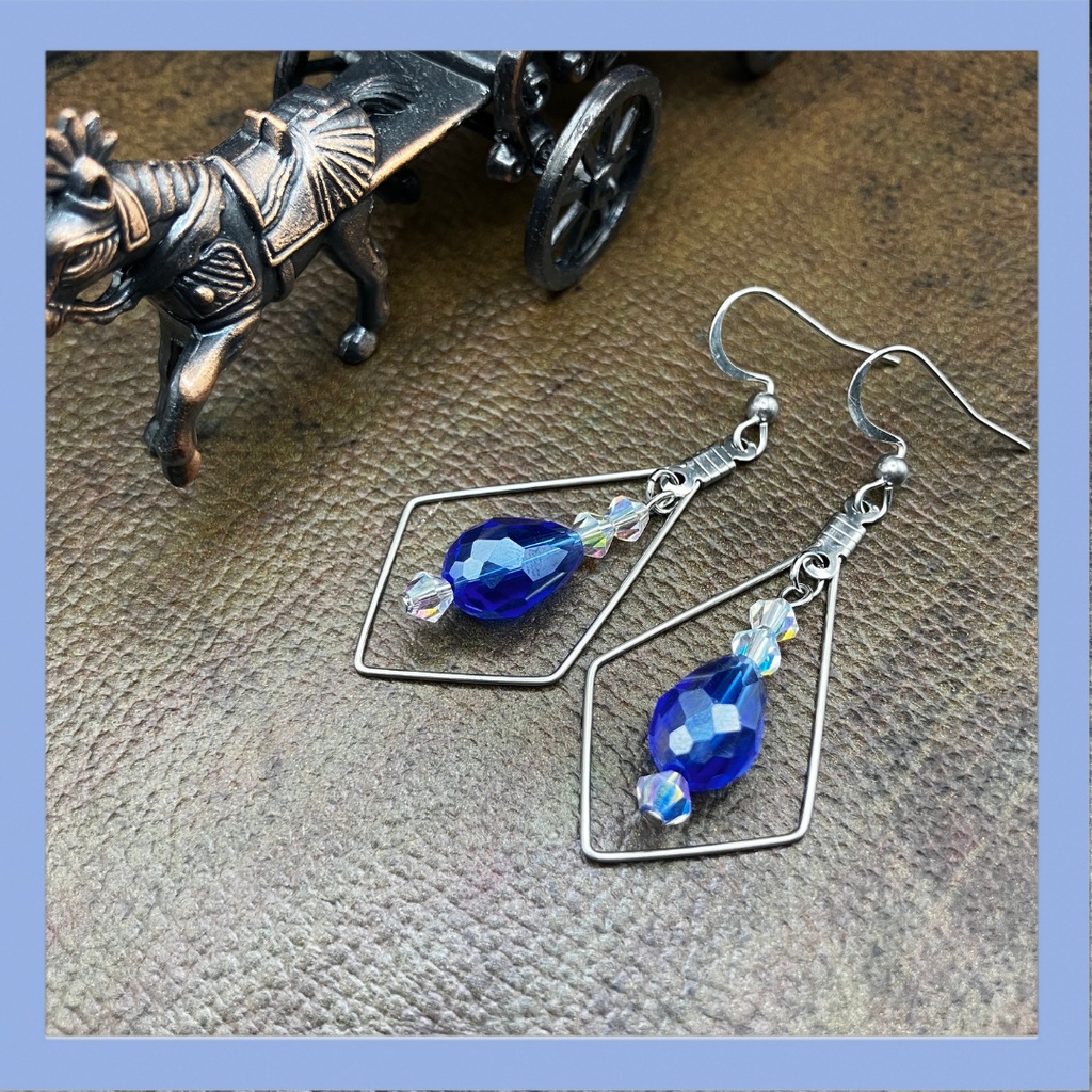 【ピアス イヤリング】ブルー×シルバー ハンドメイド ニッケルフリー