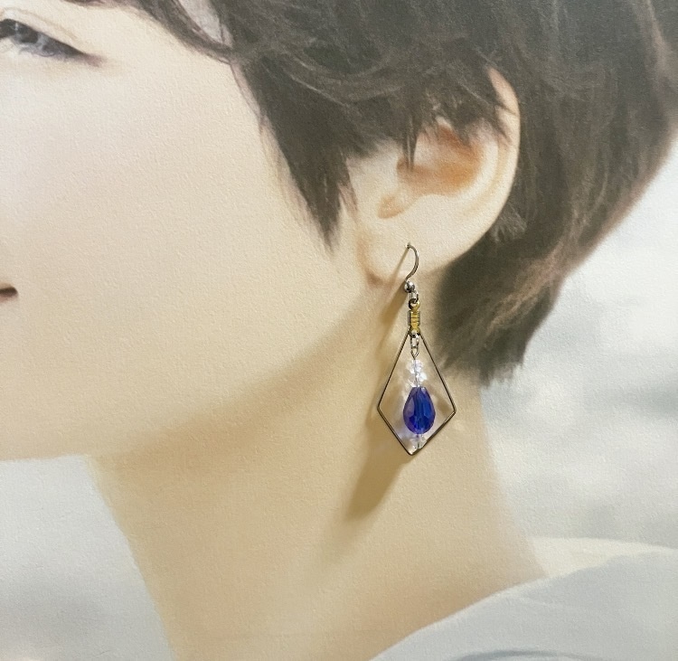 【ピアス イヤリング】ブルー×シルバー ハンドメイド ニッケルフリー
