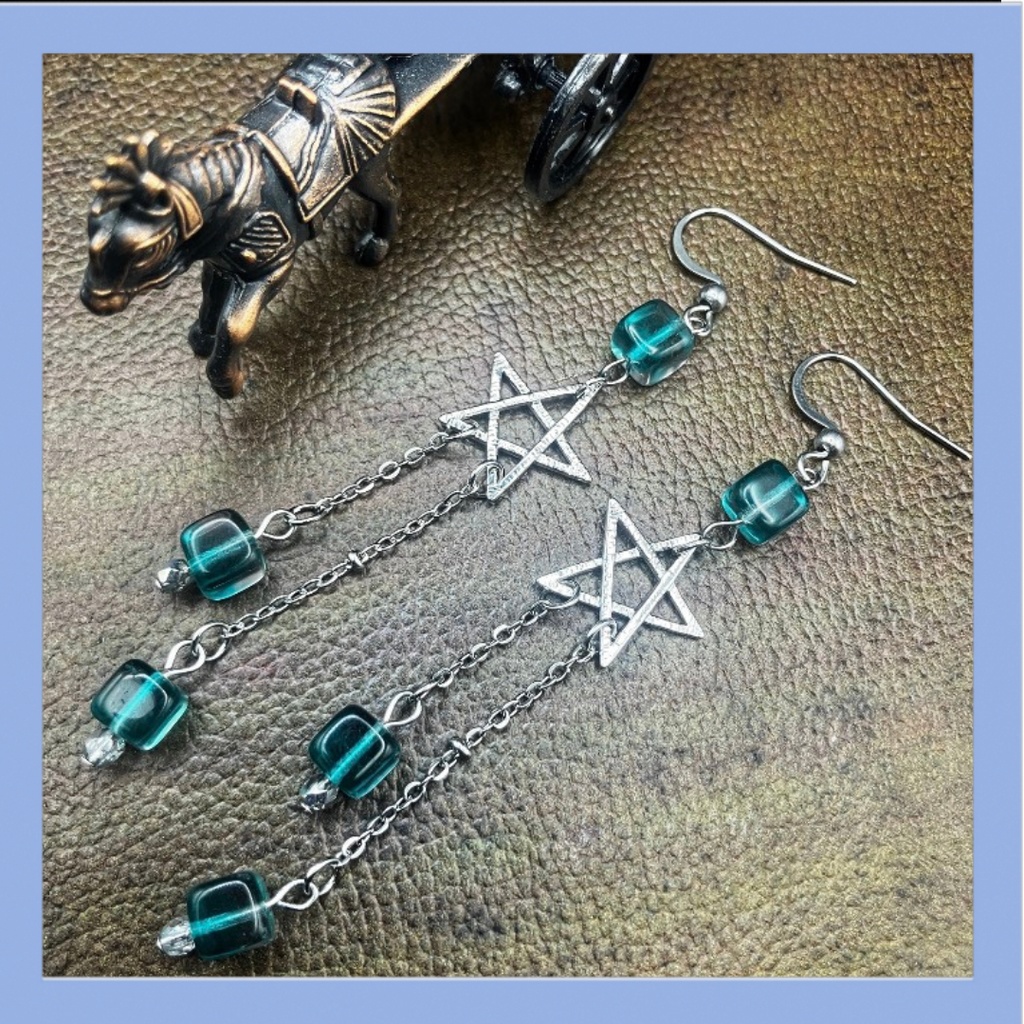 【ピアス イヤリング】ブルー×シルバー ハンドメイド ニッケルフリー