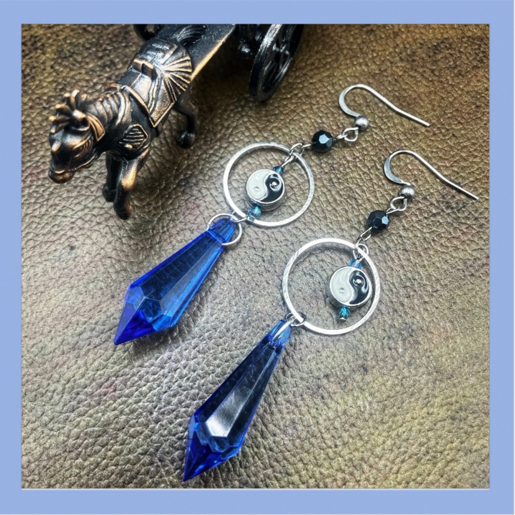【ピアス イヤリング】ブルー×シルバー ハンドメイド ニッケルフリー