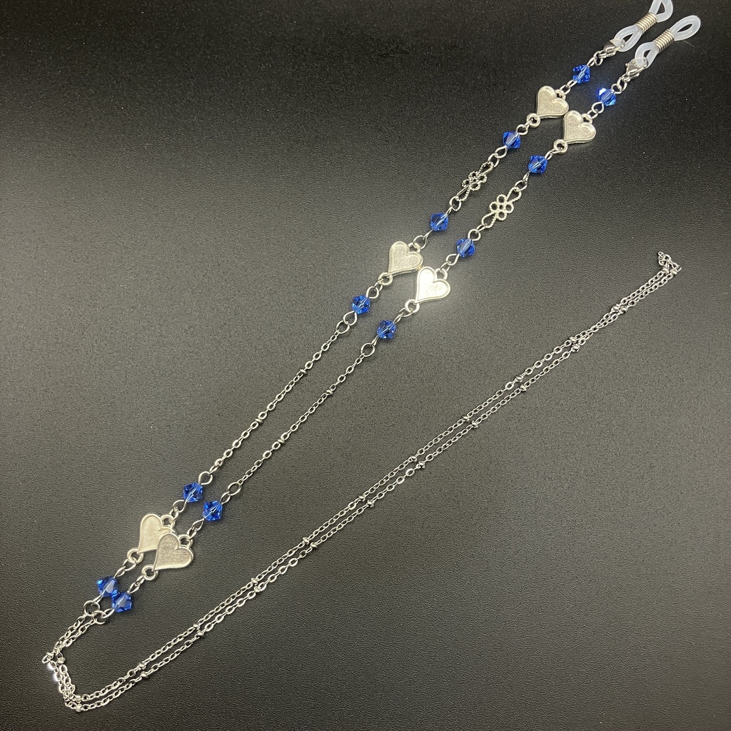 【メガネチェーン】ブルー×シルバー (ニッケルフリー)ハンドメイド