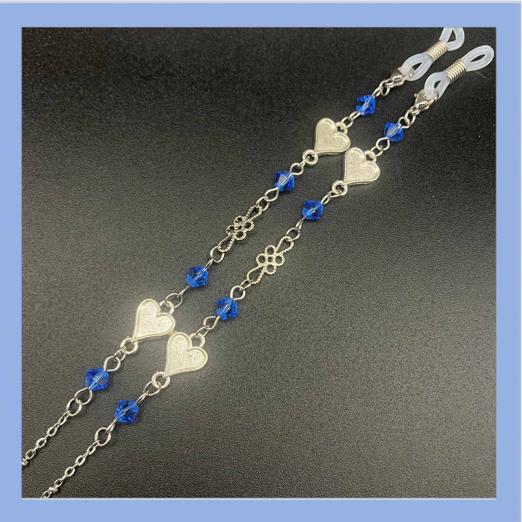 【メガネチェーン】ブルー×シルバー (ニッケルフリー)ハンドメイド