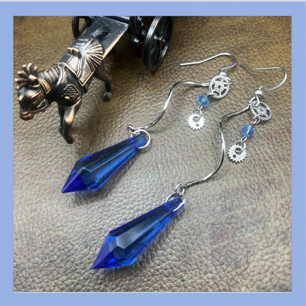 【ピアス イヤリング】ブルー×シルバー ハンドメイド ニッケルフリー