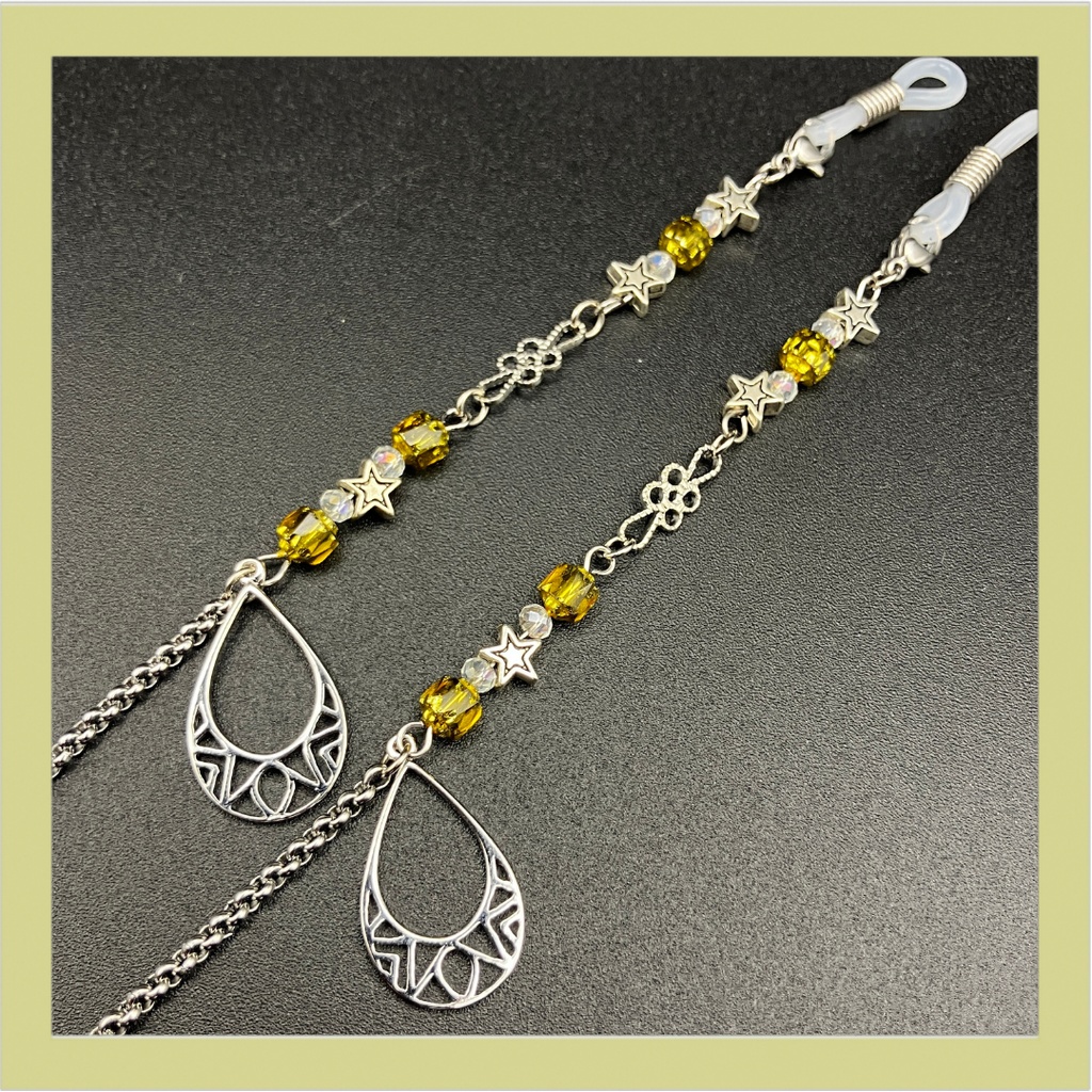 【メガネチェーン】イエロー×シルバー (ニッケルフリー)ハンドメイド