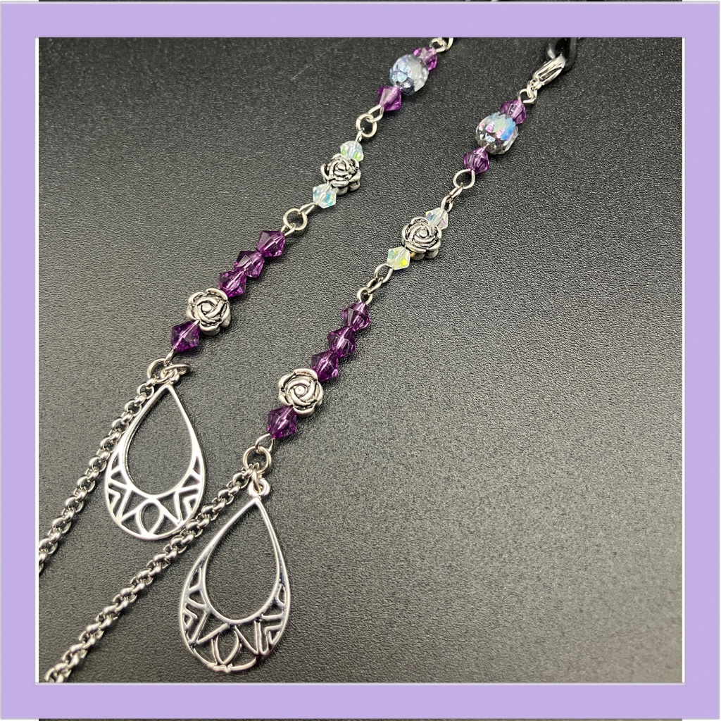 【メガネチェーン】パープル×シルバー (ニッケルフリー)ハンドメイド