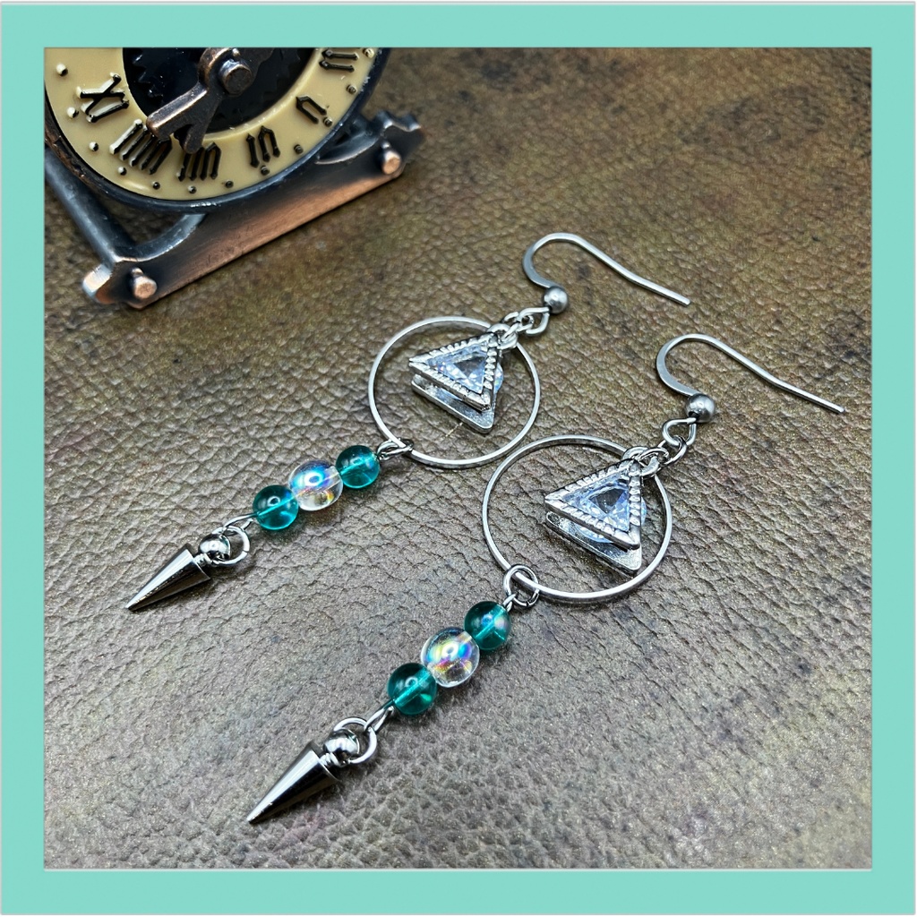 【ピアス イヤリング】ミントグリーン×シルバー　ハンドメイド　ニッケルフリー