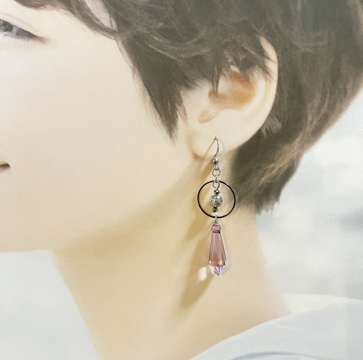 【ピアス イヤリング】ピンク×シルバー ハンドメイド ニッケルフリー